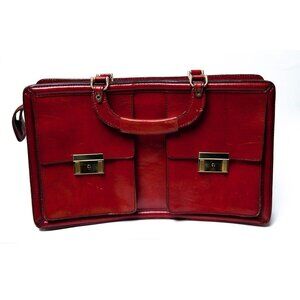 Vintage 1970’s Leather Burgundy Handbag A S LEO AANONSEN Made IN Norway Vintage